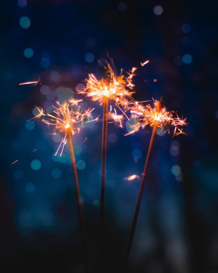 three sparkler sticks